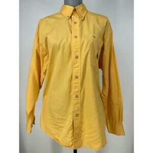 Vintage 90s Bugle Boy Unisex Size M Yellow Button Down Long Sleeved Cotton Shirt